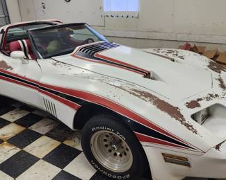 1979 CHEVROLET CORVETTE  A 1979 Corvette “Greenwood” custom conversion. The drivetrain is stock with an automatic transmission and runs exceptionally well. The body is in excellent condition, but the paint job needs TLC