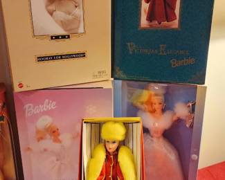 Barbie dolls, including the 1994 Victorian Elegance Special Edition, displayed in their original packaging