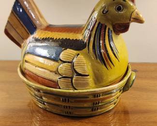 Vintage Hull Pottery hen on a basket