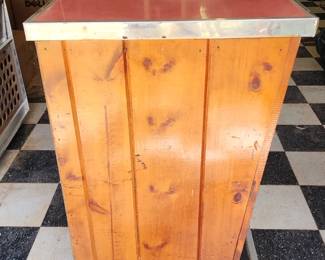  Rustic wooden bar with a red countertop