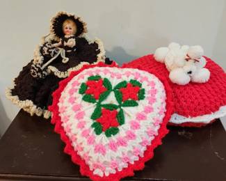 Crochet Heart Pillow Pattern and Crochet Dressed Doll