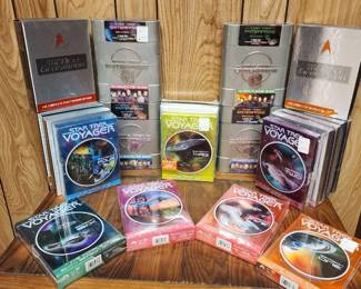 Star Trek DVD and Blu-ray collection featuring multiple series such as The Next Generation, Deep Space Nine, Voyager, and Enterprise