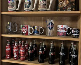 sports memorabilia, steins, and coca-cola