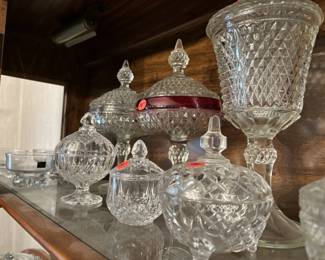 antique glass and crystal candy jars