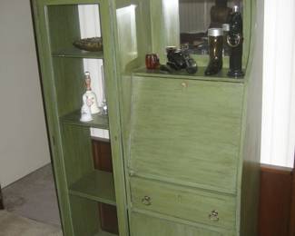 Painted secretary with display/bookcase