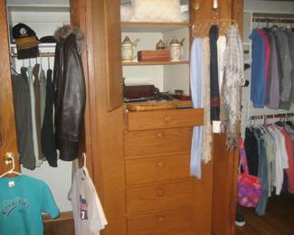 Men's and women's clothing including Woolrich and other separates, scarves