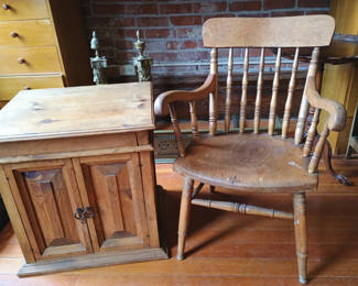 Lot 169: Vintage wooden cabinet and chair