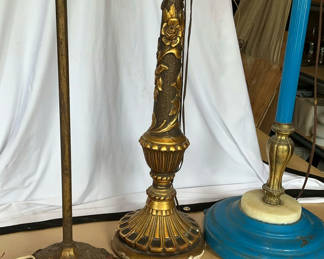 Lot 9: 3 Antique Floor Lamps As Is.