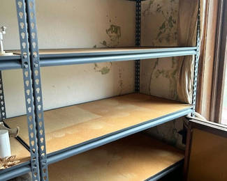 Lot 205: Two Wood and Metal Shelving Units