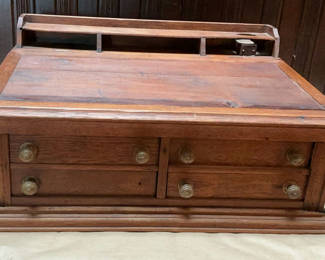 Lot 82: Antique Wood Writing Desk Top/or Spool Cabinet
