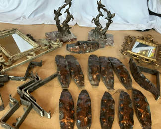 Lot 35: Vintage Decorative  Hardware , Framed Mirrors And Bookends