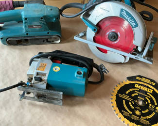 Lot 54: Makita Tools, Jigsaw, Skillsaw, Belt Sander
