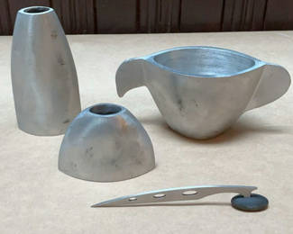 Lot 134: Cast Aluminun Vessels And A Cheese Knife