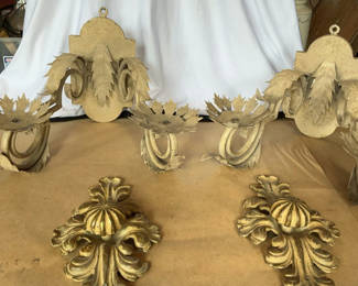 Lot 7: Vintage Metal Ornate Cabinet Pills, Wall Sconces
