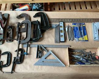 Lot 73: Clamps, Hand Planes, Drill Bits, More