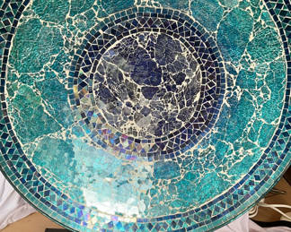 Lot 30: Sapphire Mosaic Glass Plate In Stand