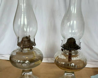 Lot 45: 2 Vintage Glass Oil Lamps