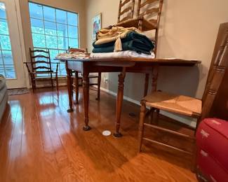 Jefferson Wood Working Co. Slide double drop leaf table w/4 chairs & 2 arm chairs