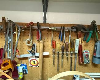 Assorted Hand Tools on Pegboard