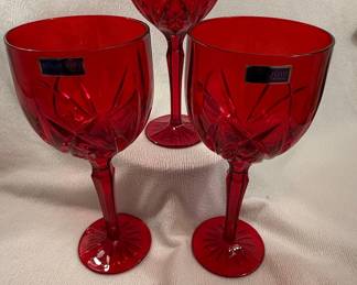 Marquis by Waterford "Brookside" Red Crystal Wine Glasses
