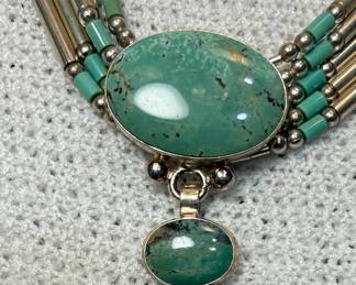 Native American Turquoise Sterling Silver Necklace Style