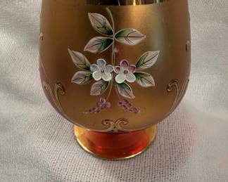 Bohemian Ruby Red Enameled and Gilt Goblet