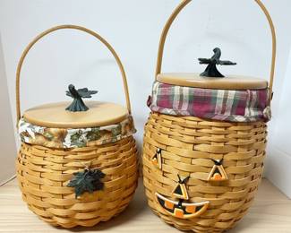 Longaberger 2000 October Fields Pumpkin Halloween Basket Set