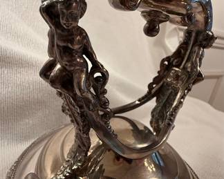 Victorian Bride's Basket with Cherub Silver-Plated Stand