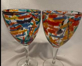 Murano Style Confetti Wine Glasses