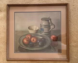 Henk Bos Style Still Life with Fruit and Pewter Jug Print
