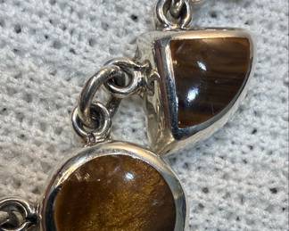 Sterling Silver and Tiger's Eye Necklace - Mexican Style