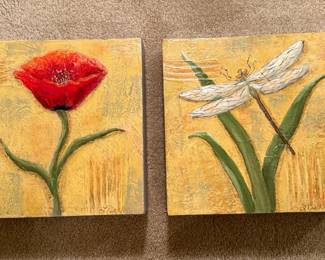 Linda Pickle Poppy and Dragonfly Art Panels