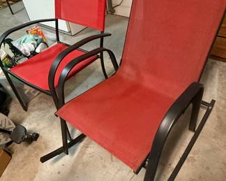 Red Mesh Metal Frame Rocking Chair