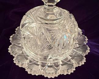 American Brilliant Cut Glass Butter Dish