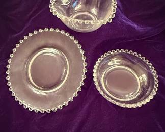 Imperial Glass Candlewick Gravy Boat and Underplate Set with Beaded Edge