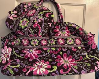 Vera Bradley Duffel Bag and Cosmetic Case Set in 'Very Berry Paisley' Pattern