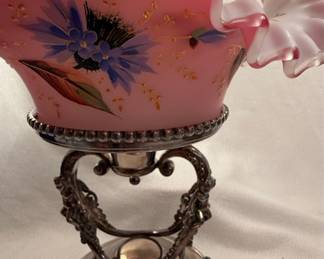 Victorian Bride's Basket with Cherub Silver-Plated Stand