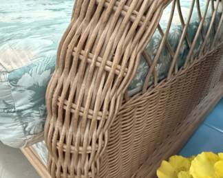 Henry Link Style Wicker and Upholstered Sofa
