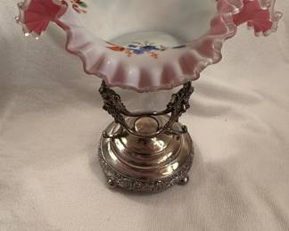 Victorian Bride's Basket with Cherub Silver-Plated Stand