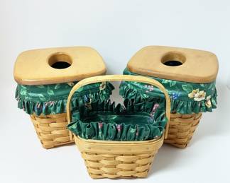 Longaberger Woven Traditions Baskets with Floral Liners and Lids