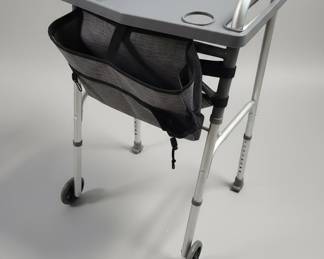 Drive Medical Rolling Walker with Tray and Basket, Red Walker, and Canes
