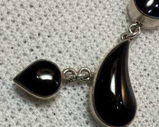 Mexican Sterling Silver and Onyx Necklace