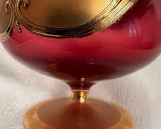 Bohemian Ruby Red Enameled and Gilt Goblet