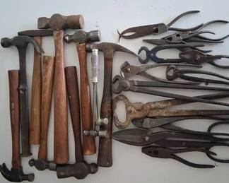 Vintage Wooden Handled Hammers And Nippers
