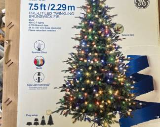 GE Christmas Tree Just Cut 7.5ft Prelit Twinkling Brunswick Fir