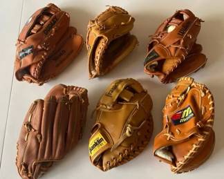 Baseball Mitts Lot  Three Baseballs