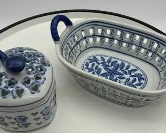 Blue And White Ceramic Porcelain Trinket Dishes