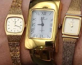 Cannes, Pulsar, And Citizen Womens Vintage Gold Tone Watches