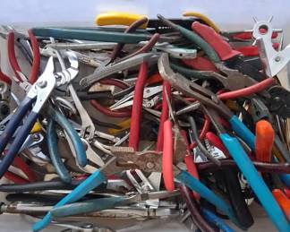 Huge Lot Assorted Pliers Strippers Grips Wrenches