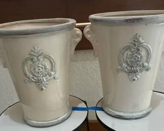 Decorative Floral Design, Vases, Cream, Ivory Color Ceramic